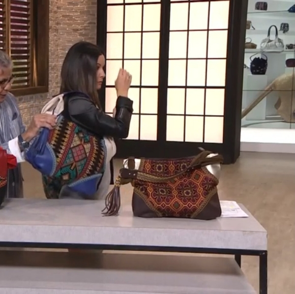 SHARIF 💜 WOW Melange Needlepoint Hobo Boho Bag (Brown) purse💜 - Picture 2 of 16